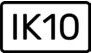IK10 rating label on a white background.