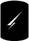 A white lightning bolt symbol on a black square background.